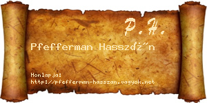 Pfefferman Hasszán névjegykártya